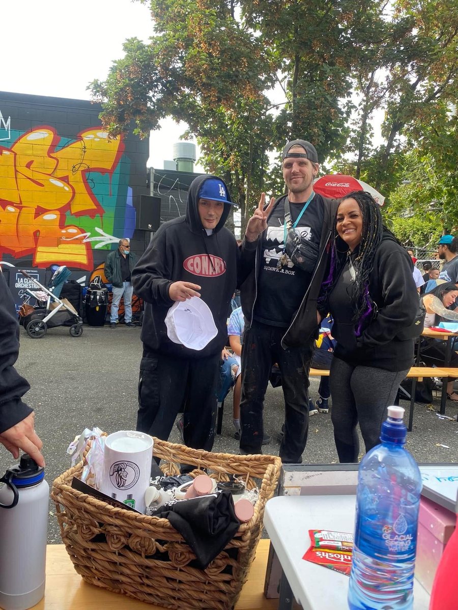 Charleen with community members at a neighbourhood block party